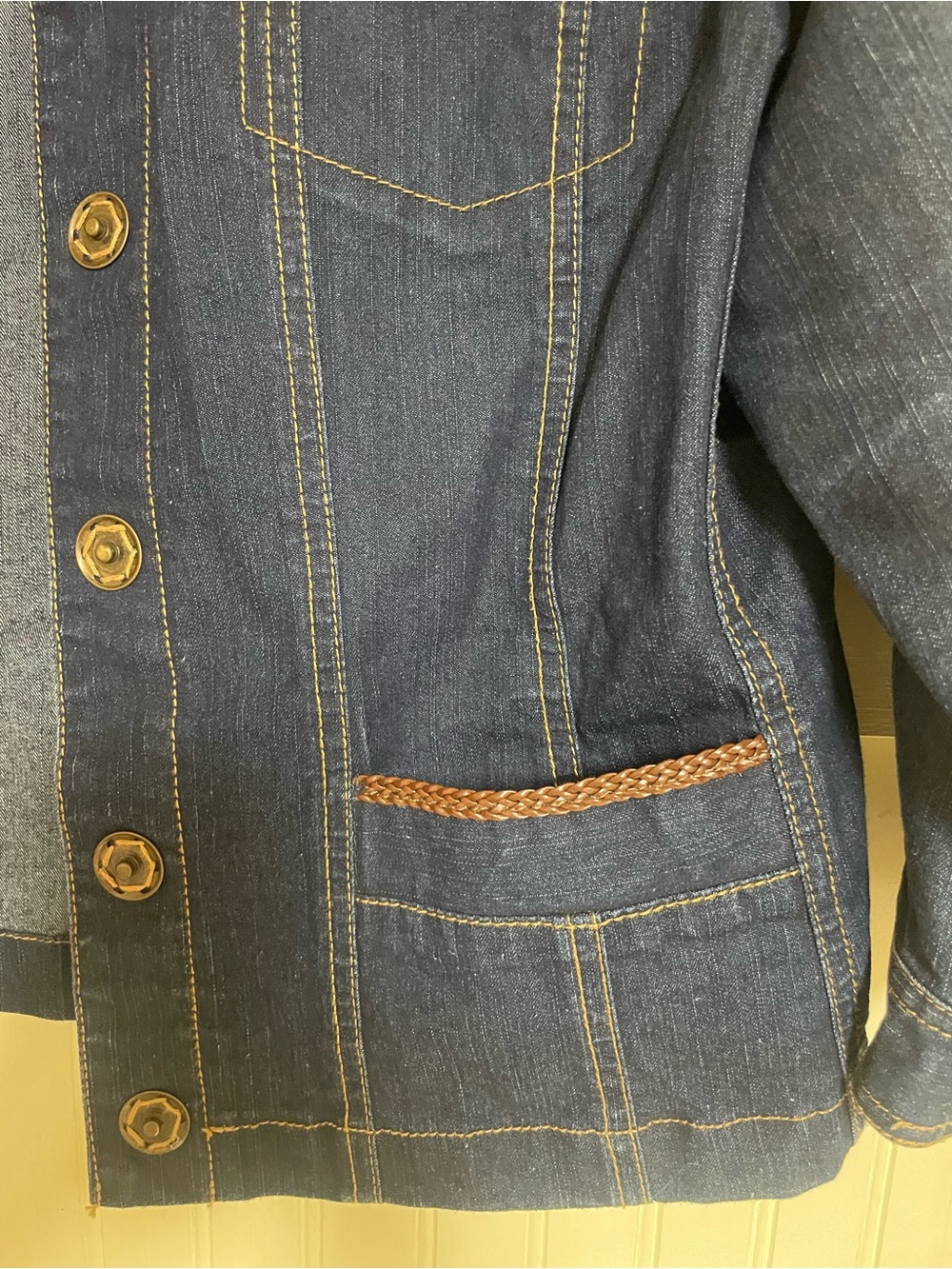 Ruby Rd  Blue Denim Embellished Jacket - Picture 4 of 6